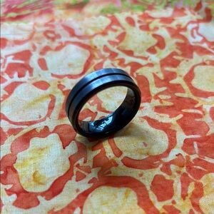 Black Tungsten Carbide Ring with Smooth Glossy Finish